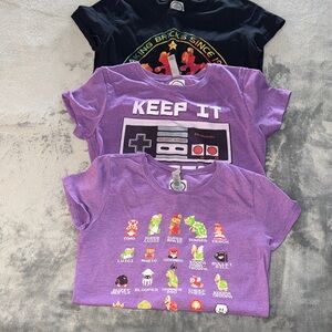 Lot of 3 Nintendo Graphic Kids T-Shirts Size 14/16